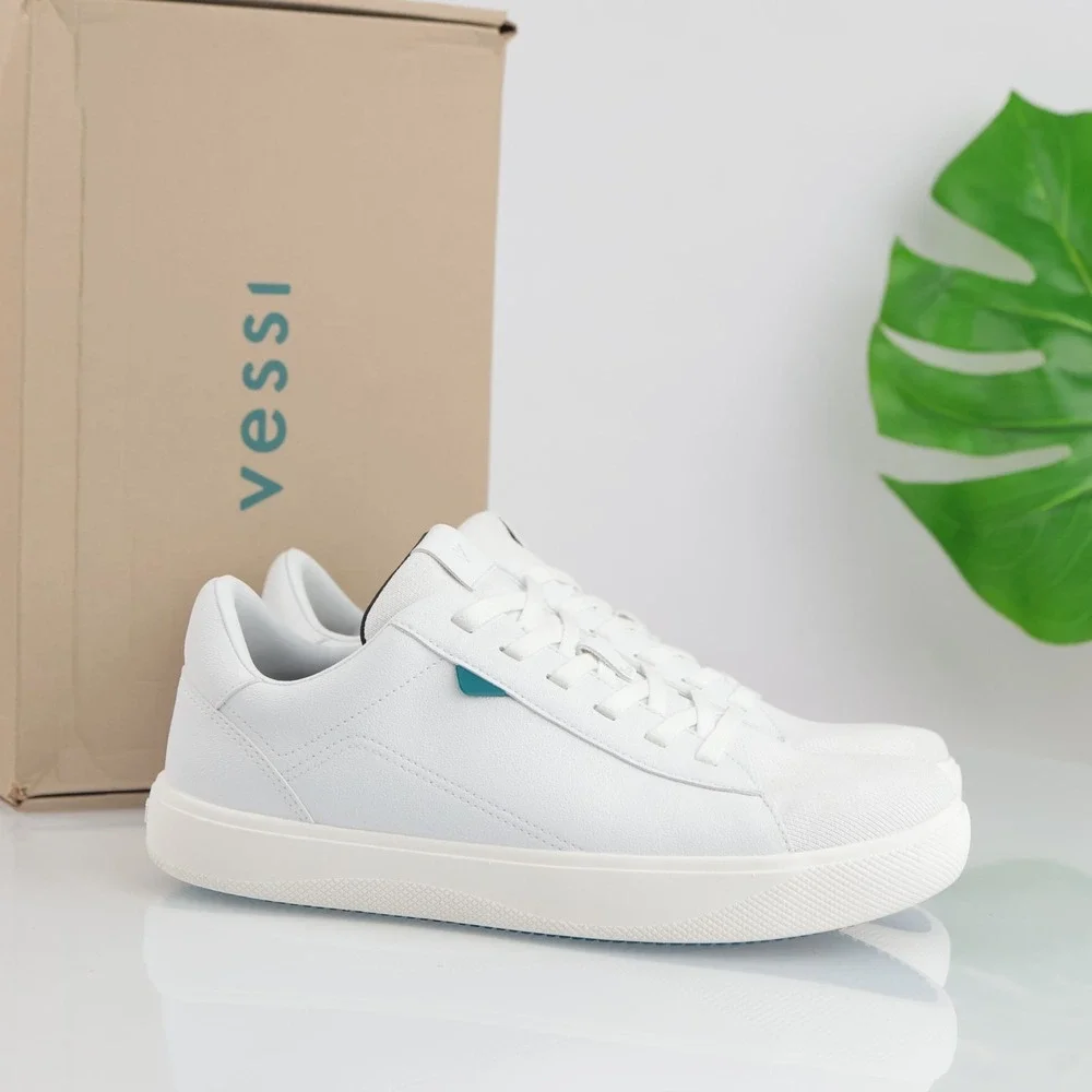 Vessi Womens Soho Sneaker Size 9 Waterproof White Vegan Leather Lace Up Shoe Low
